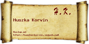 Huszka Korvin névjegykártya